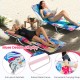 Two adjustable beach recliners in pink with metal frames, perfect for camping, poolside, or backyard relaxation.