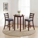 Counter height chairs with fabric seats and rubber wood legs, featuring a vintage design for stylish dining spaces.
