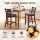 Counter height chairs with fabric seats and rubber wood legs, offering sturdy support and vintage elegance for dining.