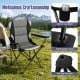 Folding camping chair set in black features a built-in cup holder, breathable mesh, and sturdy X-shaped frame for comfort.