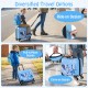 Kid luggage set featuring a blue sit-on suitcase with spinner wheels and adjustable aluminum handle for versatile.
