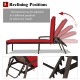 Adjustable back lounge chair in red with removable cushion, featuring 5 reclining positions for outdoor relaxation.