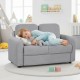 Gray 2-seat kids sofa with soft teddy fleece upholstery, perfect for toddlers to relax and play in any room.