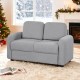 Gray 2-seat kids sofa with soft teddy fleece upholstery, perfect for playrooms or living rooms, supporting healthy.