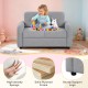 Gray 2-seat kids sofa with soft teddy fleece upholstery, sturdy plywood frame, ideal for playroom or bedroom use.