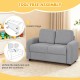 Gray 2-seat kids sofa with soft teddy fleece upholstery, ergonomic backrest, ideal for playroom or bedroom use.