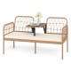 Close-up of soft cushions on the 2-seat PE rattan outdoor loveseat, featuring hook and loop fasteners for secure.