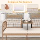 2-seat PE rattan outdoor loveseat with built-in coffee table, soft cushions, and smooth zippers for easy cleaning.