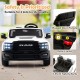 2-seater licensed Ram truck ride-on toy in white with safety features, remote control, and music for kids' fun.