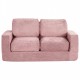 Pink 2-seater floor couch loveseat with plush corduroy fabric and cozy armrests, ideal for relaxed lounging in compact.