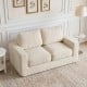 Beige 2-seater floor couch loveseat with removable corduroy cover and supportive foam filling for cozy lounging.