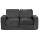 2-seater floor couch loveseat in black corduroy with removable cover and supportive foam, ideal for cozy lounging.