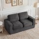 Black 2-seater floor couch loveseat with removable corduroy cover, high-density foam, ideal for cozy lounging.