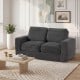 Black 2-seater floor couch loveseat with removable corduroy cover, featuring supportive foam filling for cozy lounging.
