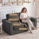 2-seater floor couch loveseat in black with ergonomic design, featuring back, lumbar, hip, and leg support for cozy.