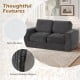 Black 2-seater floor couch loveseat with removable corduroy cover and non-slip base, ideal for compact spaces.