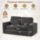 2-seater floor couch loveseat in black with removable corduroy cover, featuring supportive foam and compact design for.