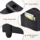 Black 2-seater kids recliner with 2 cup holders, side pockets, and stable support legs for comfortable lounging.
