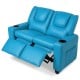 Blue 2-seater kids recliner sofa chair featuring a retractable footrest and easy-to-clean PU leather for effortless.