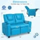 Blue 2-seater kids recliner sofa chair with adjustable backrest, cup holders, and spacious design for toddlers.