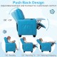 Blue 2-seater kids recliner sofa chair with adjustable backrest, footrest, and 2 cup holders for comfortable lounging.