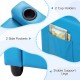 Blue 2-seater kids recliner sofa chair with 2 cup holders, side pockets, and stable support legs for comfortable.