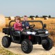 Black 2-seater kids ride-on dump truck with tiltable dump bed, ideal for outdoor play and toy storage.