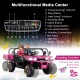 2-seater pink kids ride-on dump truck with tiltable dump bed, music features, and remote control for ages 3-8.