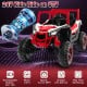 Red 2-seater kids ride on UTV with remote control, safety belts, and headlights for outdoor fun.