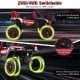 2-seater kids UTV in red with 4 wear-resistant wheels, remote control, and safety features for children over 3 years.