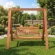 2-seater porch swing with stand, made of hardwood, featuring adjustable chains for customizable height, perfect for.