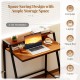 2-tier walnut computer desk with ergonomic monitor stand, spacious workspace, and sturdy iron frame for home office use.