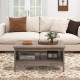 2-tier farmhouse coffee table in oak featuring a lower shelf and woven details, ideal for storage and enhancing living.