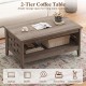 2-tier farmhouse coffee table in oak with open shelf, perfect for living room essentials and stylish decor.
