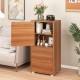 Modern 2-tier nightstand in walnut with drawer and open shelf, featuring adjustable compartments for versatile storage.