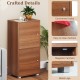 2-tier walnut nightstand featuring a drawer and open shelf, sturdy metal legs, and waterproof surface for easy cleaning.