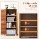 Adjustable shelves of the walnut 2-tier nightstand, featuring 5 positions for versatile storage in any room.