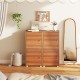 Walnut 2-tier nightstand featuring 4 compartments and adjustable shelves, ideal for versatile indoor storage solutions.