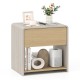 2-tier modern nightstand in oak with a drawer and open shelf, perfect for organizing essentials and displaying decor.