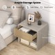 Modern 2-tier nightstand in oak with pull-out drawer and open shelf, perfect for lamps and decor in any room.