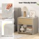 Modern 2-tier nightstand in oak with a pull-out drawer and open shelf, featuring easy-to-clean surface and rounded.
