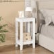 White 2-tier nightstand with solid wood legs, offering ample storage for bedroom or living room decor.