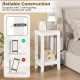 2-tier white nightstand with solid wood legs, offering ample storage and a space-saving design for bedroom or living room use.
