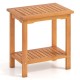 2-tier outdoor acacia wood side table with slatted tabletop, perfect for patio or garden storage and decor.