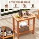 2-tier acacia wood side table with slatted top, perfect for outdoor use, ideal for snacks, drinks, and plants.