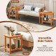 2-tier acacia wood side table with slatted top and storage shelf, perfect for indoor and outdoor use.