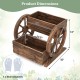 2-tier rustic wood wagon-shaped garden bed with drainage holes, measuring 18"x14"x14", ideal for flowers or potted.