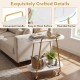 2-tier rolling end table with faux marble surfaces, convenient handle, and rounded corners for easy mobility in small spaces.