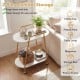 2-tier rolling end table with faux marble surfaces, featuring a minimalist design and easy access for small spaces.