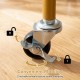 Close-up of the lockable wheel on the 2-tier rolling end table with faux marble surfaces for convenient mobility.